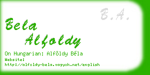 bela alfoldy business card